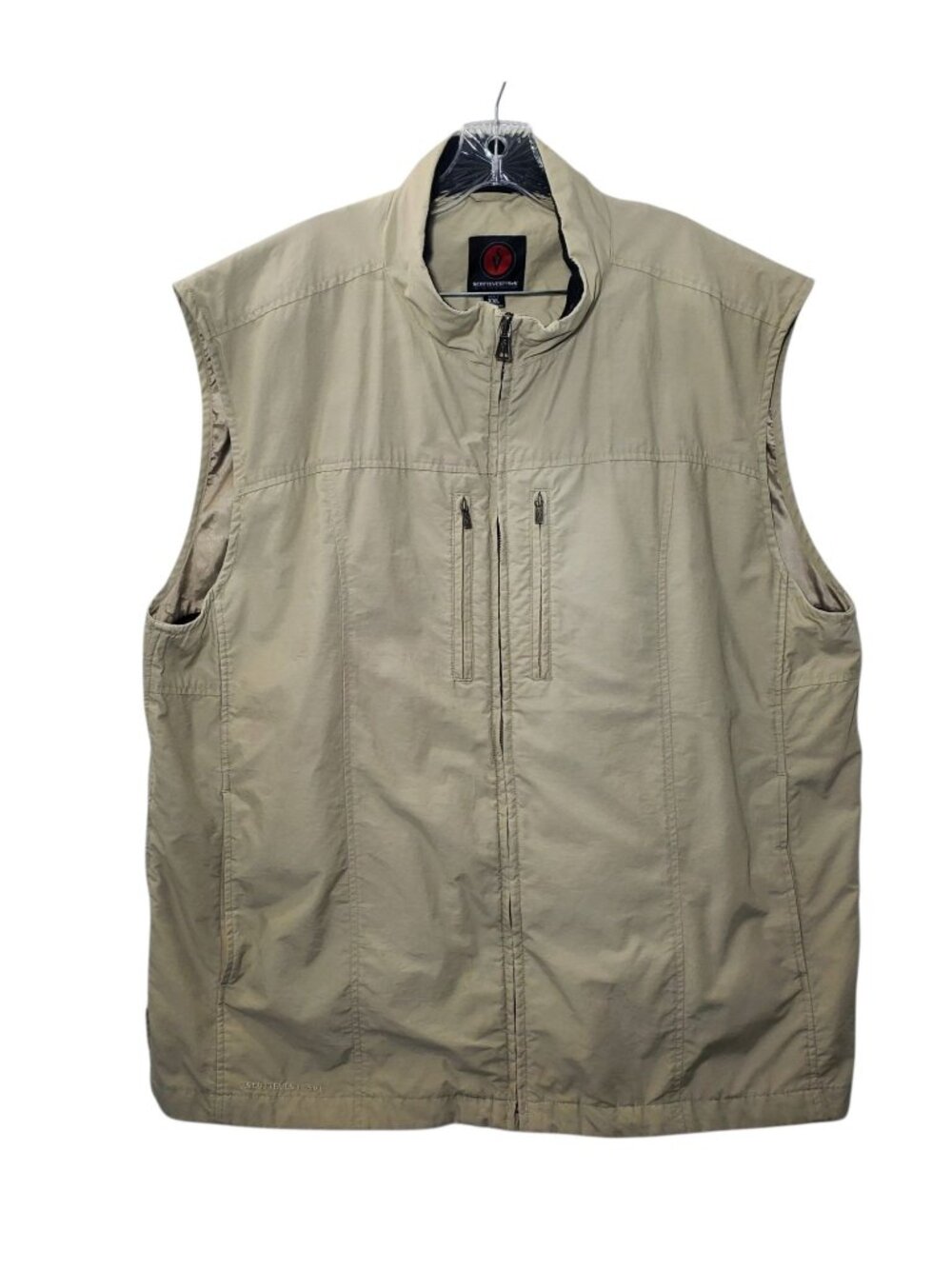 ScotteVest SeV TEC Mens Travel Vest Beige XXL Utility Pockets Security Zip Front